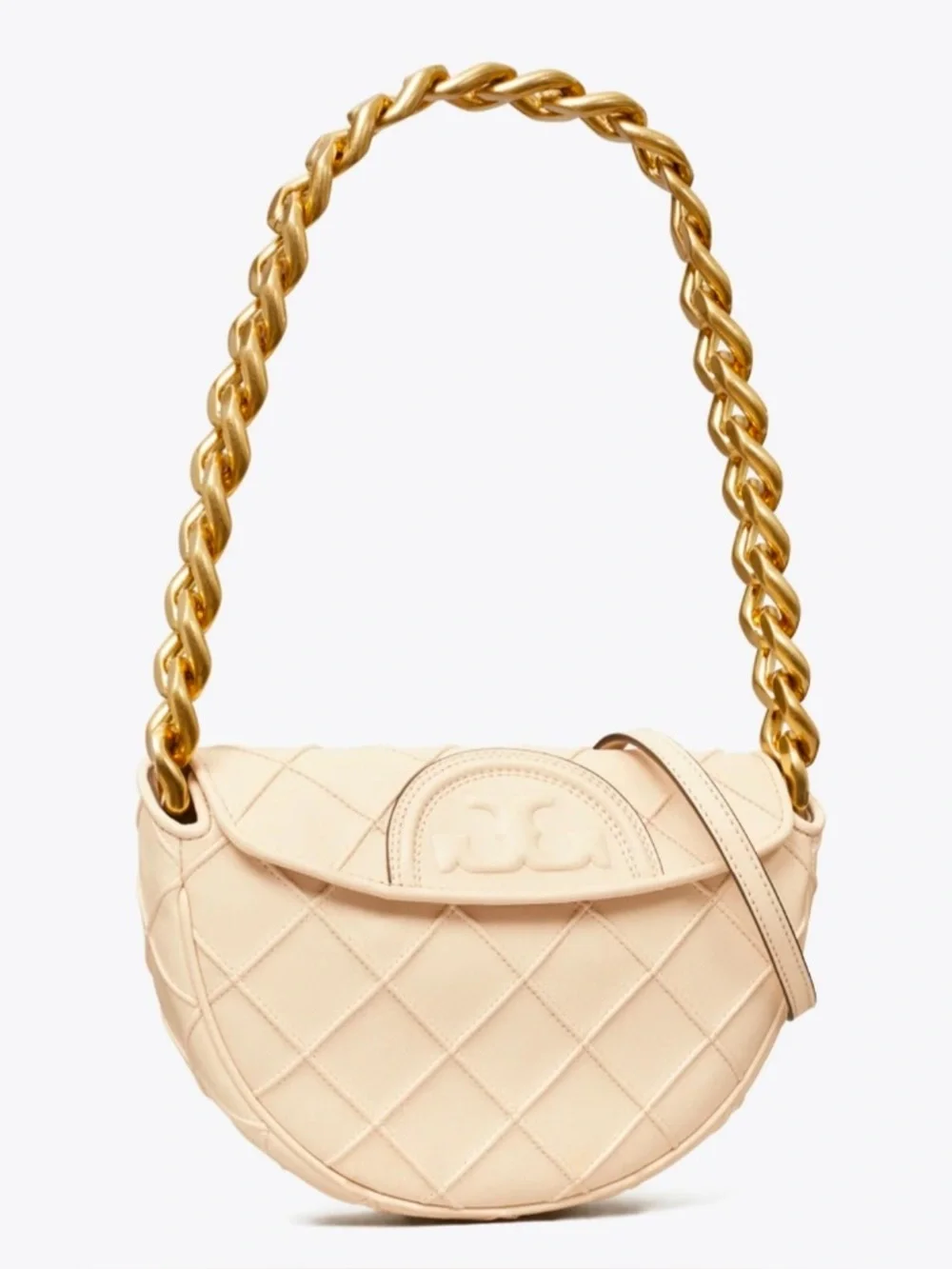 Tory Burch Mini Fleming Soft Crescent Bag Quilted Leather Crossbody Shoulder Bag